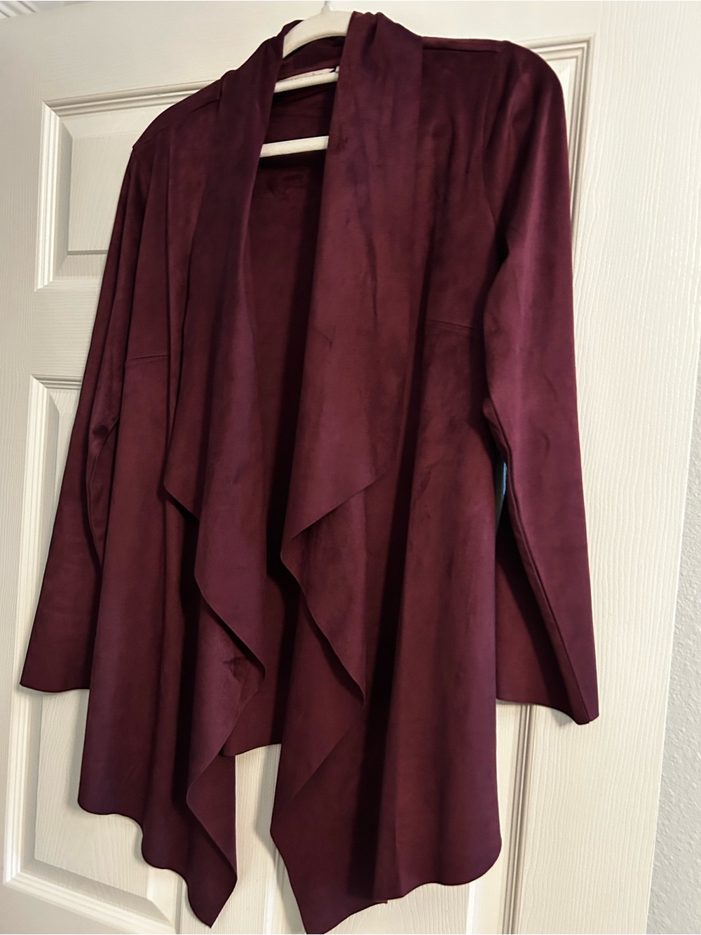 Soft Surroundings Draped Open-Front Trench Coat - Burgundy